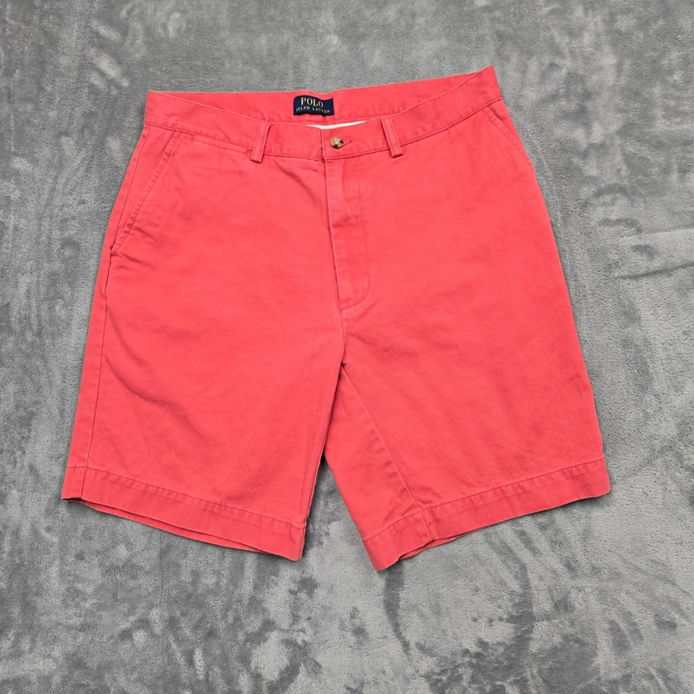 Polo Ralph Lauren Mens 33W Chino Shorts Coral Pink Cotton Twill Flat Front 9"